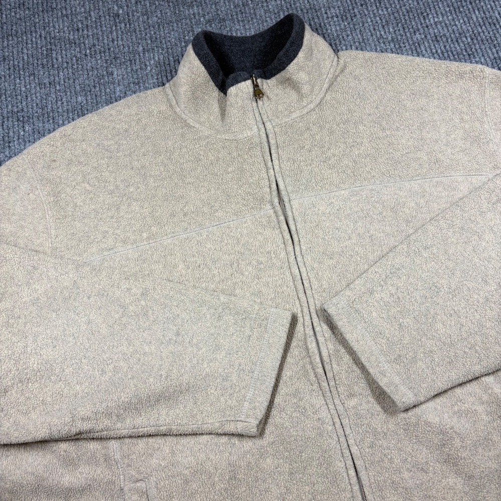 St Johns Bay Jacket Mens 3XL Fleece Tan Full Zip Mock Neck Tall Big and Tall